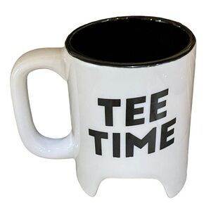 Unbranded White Black Print "Tee Time" Golf Coffee Mug Cup